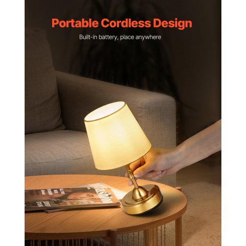 Cordless Table Lamp 5200mAh Builtin Rechargeable Battery Small Desk Lamp