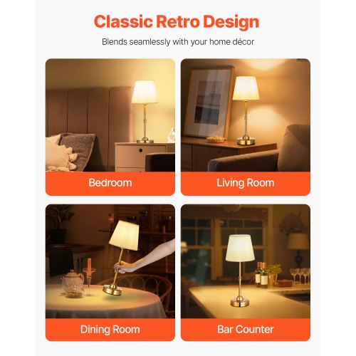 Cordless Table Lamp 5200mAh Builtin Rechargeable Battery Desk Lamp