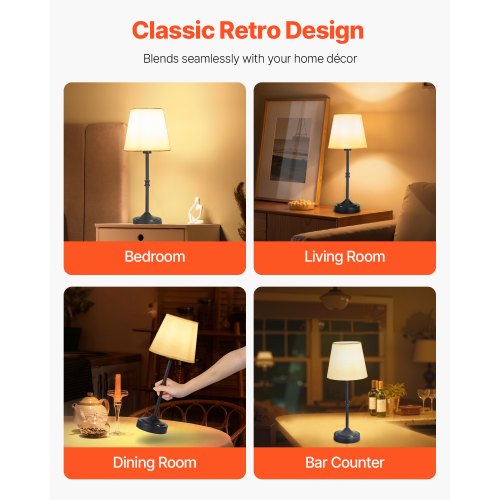 Cordless Table Lamp 2 Pack 5200mAh Builtin Rechargeable Battery Desk