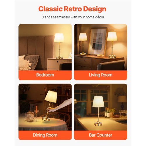 Cordless Table Lamp 2 Pack 5200mAh Builtin Rechargeable Battery Desk
