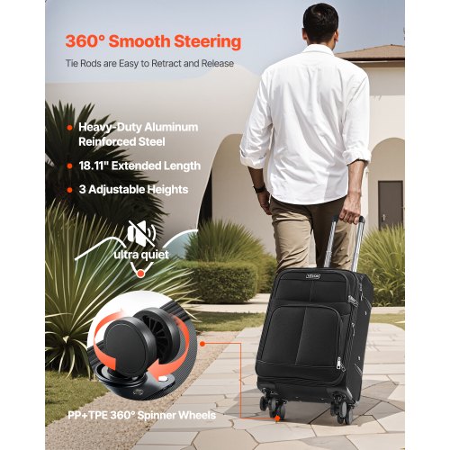 Softside Expandable Luggage with Spinner Wheels 20Inch Softside Carry on Luggage