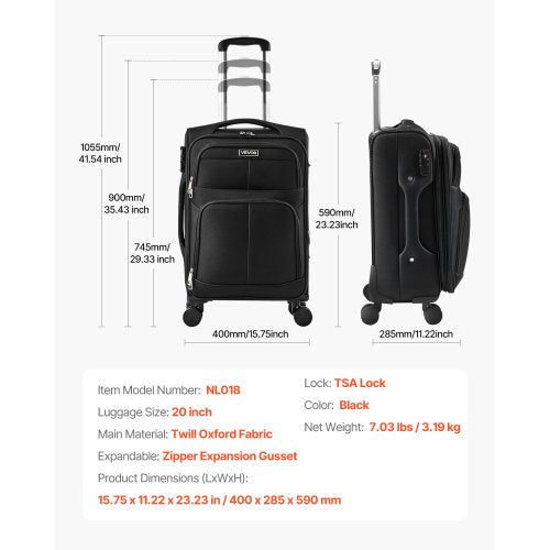 Softside Expandable Luggage with Spinner Wheels 20Inch Softside Carry on Luggage