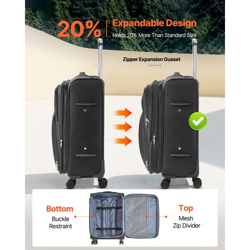 Softside Expandable Luggage with Spinner Wheels 24Inch Softside Checked