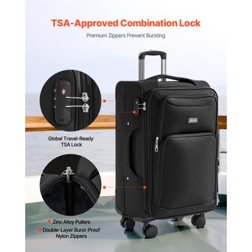 Softside Expandable Luggage with Spinner Wheels 24Inch Softside Checked