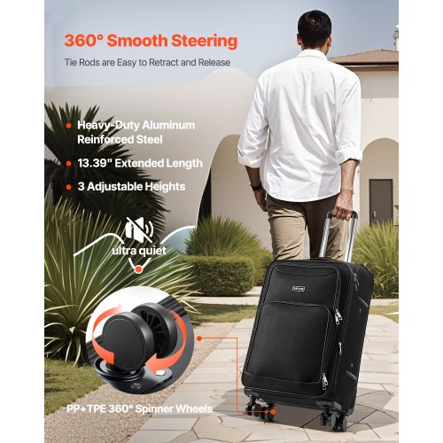 Softside Expandable Luggage with Spinner Wheels 24Inch Softside Checked