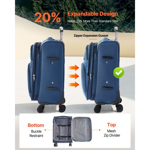 Softside Expandable Luggage with Spinner Wheels 20Inch Softside Carry on Luggage