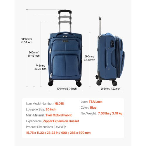 Softside Expandable Luggage with Spinner Wheels 20Inch Softside Carry on Luggage
