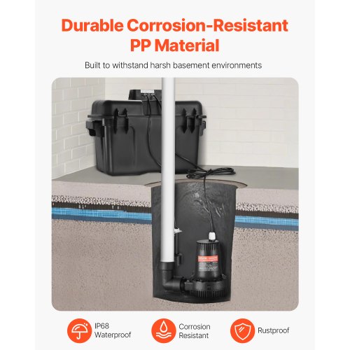 Basement Emergency BackUp Sump Pump 2000GPH 017 HP Backup Sump Pump