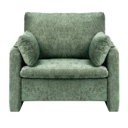 Green Accent Chair Modern Upholstered Accent Chair with Armrests Cloth Arm