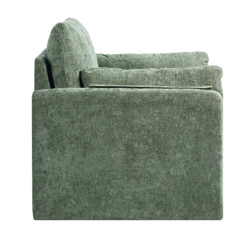 Green Accent Chair Modern Upholstered Accent Chair with Armrests Cloth Arm