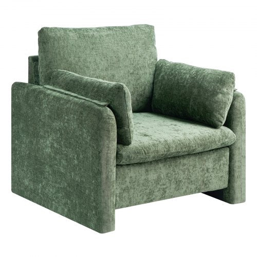 Green Accent Chair Modern Upholstered Accent Chair with Armrests Cloth Arm