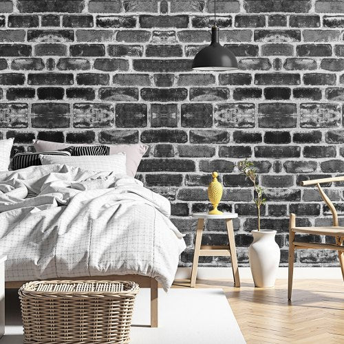 Peel and Stick Wallpaper 177 x 393.7 inch Contact Paper Gray Brick