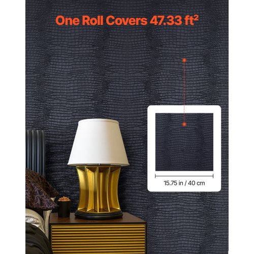 Peel and Stick Wallpaper 157 x 393.7 inch Contact Paper Black Cracked