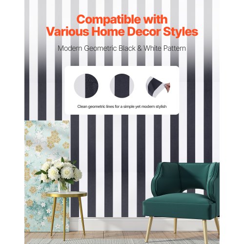 Peel and Stick Wallpaper 177 x 590.5 inch Contact Paper Black White Modern