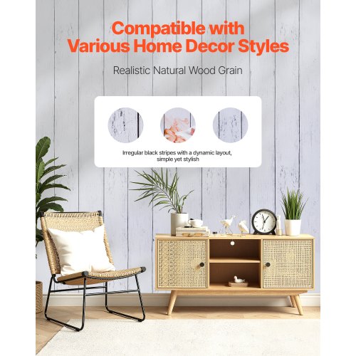 Peel and Stick Wallpaper 177 x 590.5 inch Contact Paper White Wood