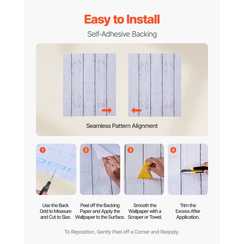 Peel and Stick Wallpaper 177 x 590.5 inch Contact Paper White Wood
