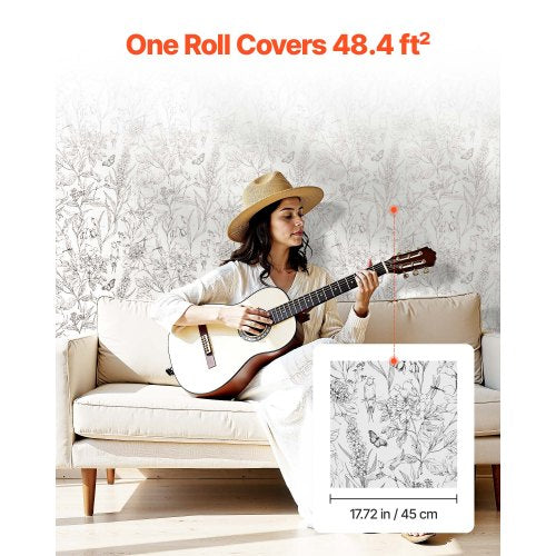 Peel and Stick Wallpaper 177 x 393.7 inch Contact Paper White Line Art