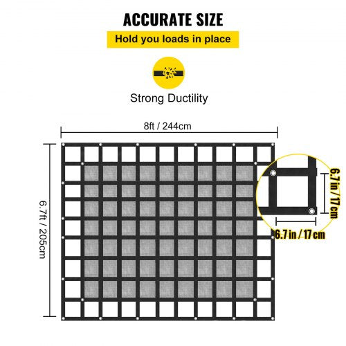 Cargo Net with Mesh 8 x 67 Cargo Net for Pickup Truck Bed Heavy Duty