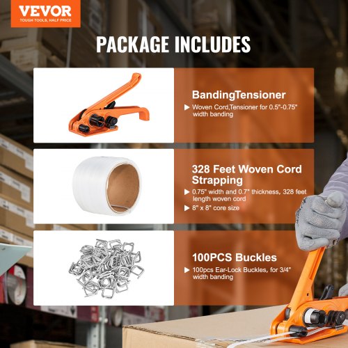 Banding Strapping Kit with Strapping Tensioner Tool 328 ft Length Woven