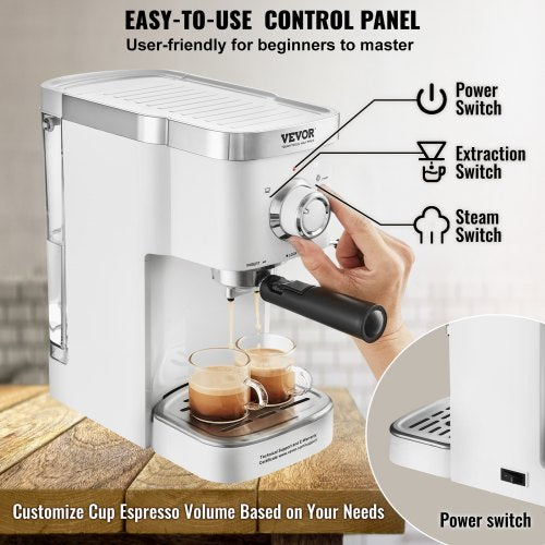 Espresso Coffee Machine 15Bar SemiAutomatic Espresso Maker with Milk