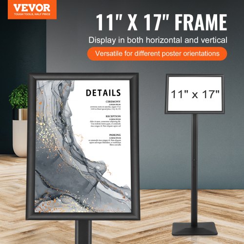 Pedestal Sign Holder 11 x 17 Inch Vertical and Horizontal Adjustable Poster