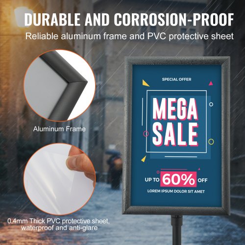 Pedestal Sign Holder 11 x 17 Inch Vertical and Horizontal Adjustable Poster