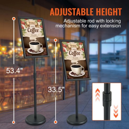 Pedestal Sign Holder 11 x 17 Inch Vertical and Horizontal Adjustable Poster