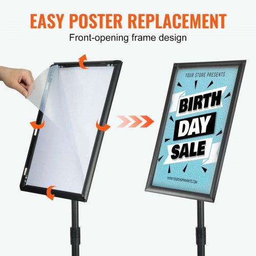 Pedestal Sign Holder 11 x 17 Inch Vertical and Horizontal Adjustable Poster