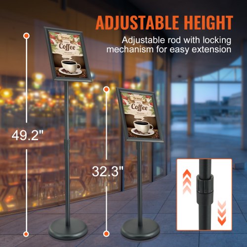 Pedestal Sign Holder 85 x 11 Inch Vertical and Horizontal Adjustable
