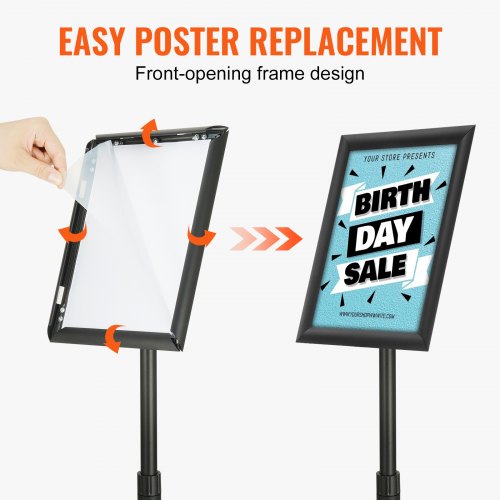 Pedestal Sign Holder 85 x 11 Inch Vertical and Horizontal Adjustable