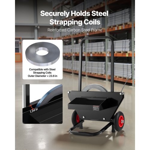 Banding Strapping Cart Fit for Steel Strapping Coils with 23.6 inches Core