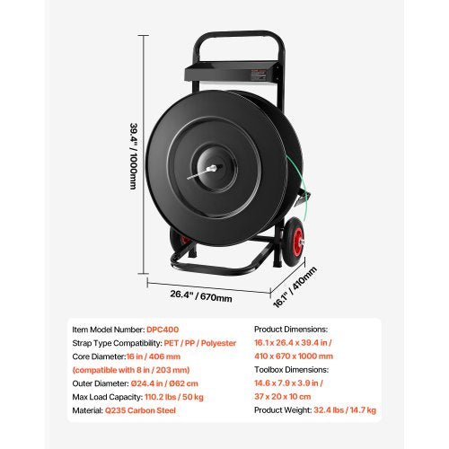 Banding Strapping Cart Fit for PETPPPolyester Strapping Coils with 8 or 16