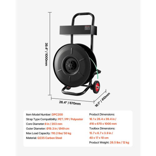 Banding Strapping Cart Fit for PET PP Polyester Strapping Coils with 8