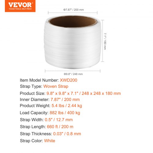 Packaging Woven Cord Strapping Roll 660 Length x 12 Width x 003