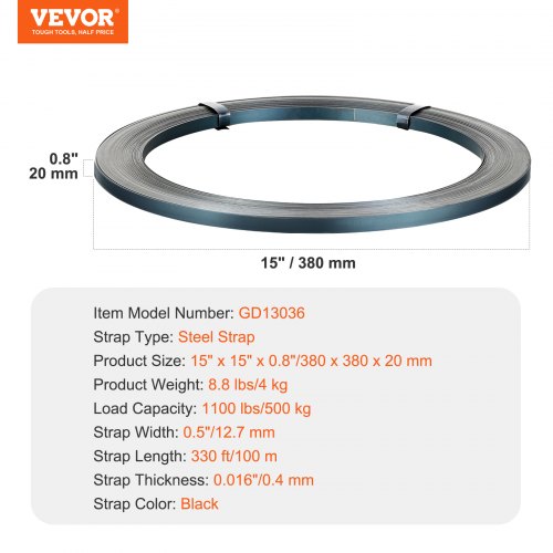 Packaging Steel Strapping Roll 330 Length x 12 Width x 0016 Thickness