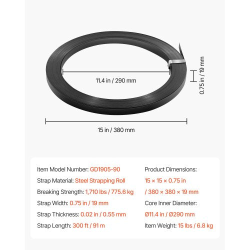 Steel Strapping Coil 34 in x 002 in x 300 ft Metal Strapping Banding