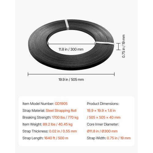 Steel Strapping Coil 34 in x 002 in x 1640 ft Metal Strapping Banding