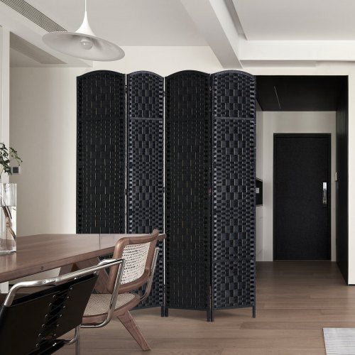 4 Panel Room Divider HandWoven Folding Privacy Screens with Hinges