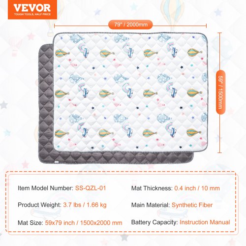 Baby Play Mat 59x79 Baby Crawling Mat NonSlip OnePiece Soft Baby