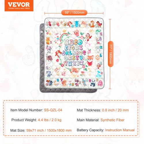 Baby Play Mat 59x71 Baby Crawling Mat NonSlip OnePiece Thickened