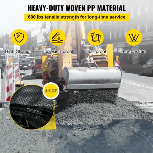 Geotextile Fabric 125 x 50 ft 35oz Woven PP Driveway Drain Cloth with 600lbs