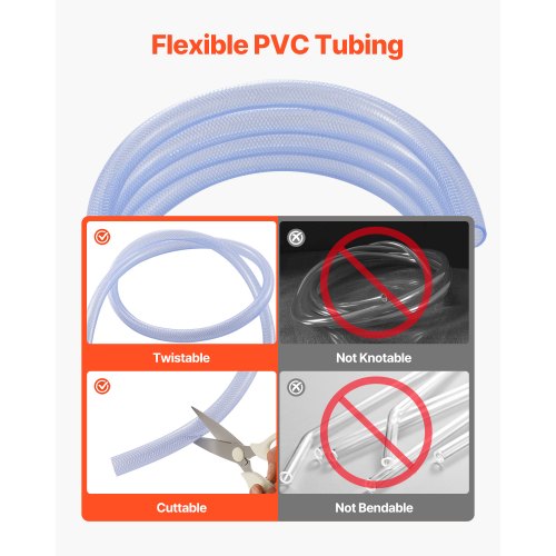 Braided Clear Vinyl Tubing 34 ID x 1920 OD 10FT Plastic PVC Tubing