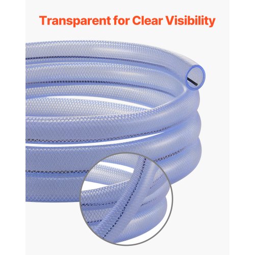 Braided Clear Vinyl Tubing 34 ID x 1920 OD 10FT Plastic PVC Tubing