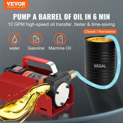 Diesel Fuel Transfer Pump Kit10 GPM 12V DC Portable Electric SelfPriming