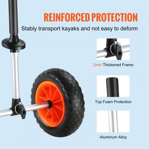 Heavy Duty Kayak Cart 280lbs Load Capacity Detachable Canoe Trolley Cart