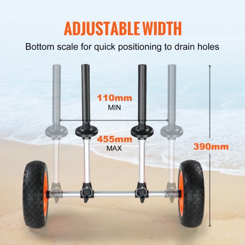 Heavy Duty Kayak Cart 280lbs Load Capacity Detachable Canoe Trolley Cart