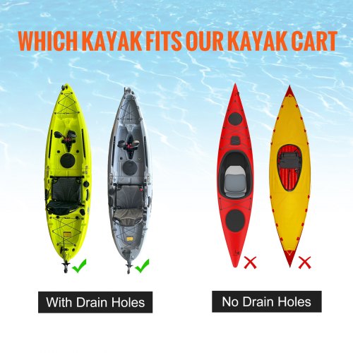 Heavy Duty Kayak Cart 280lbs Load Capacity Detachable Canoe Trolley Cart