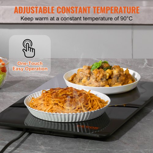 Electric Warming Tray 165 x 11 Portable Tempered Glass Heating Tray