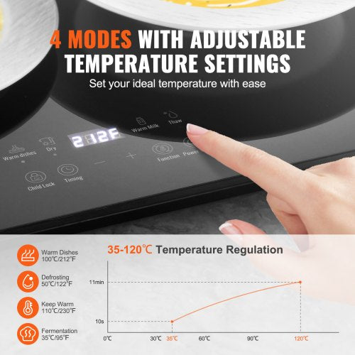 Electric Warming Tray Buffet Food Warming w Temp Control Tempered Glass – 17 L