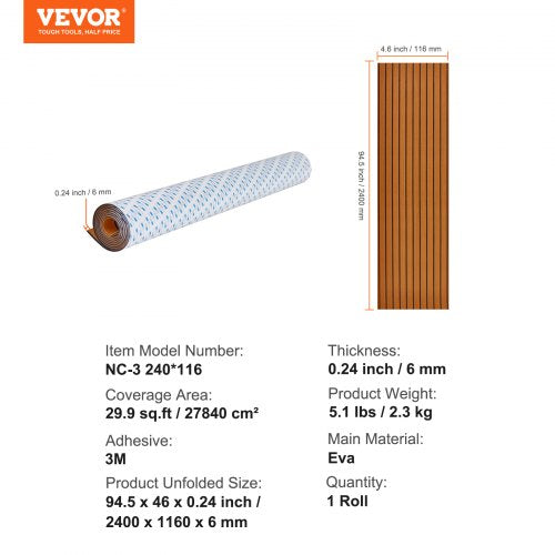 Boat Flooring EVA Foam Boat Decking 945 x 46 NonSlip SelfAdhesive